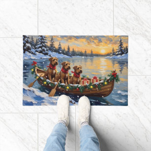 Bouvier des Flandres Christmas Boat Holiday Doormat