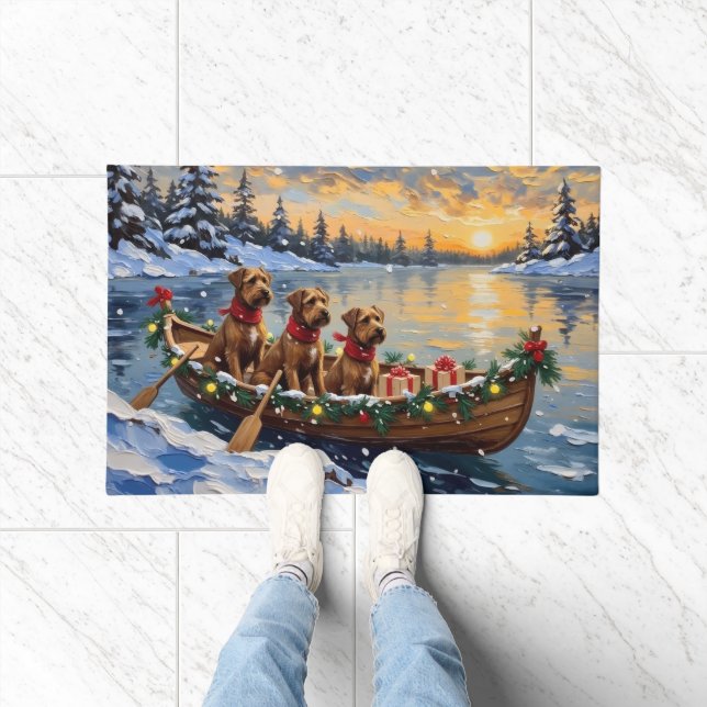 Bouvier des Flandres Christmas Boat Holiday Doormat (Indoor)