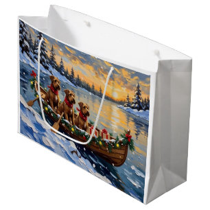 Bouvier des Flandres Christmas Boat Holiday Large Gift Bag
