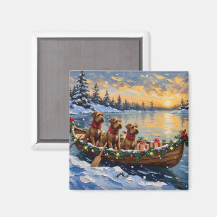 Bouvier des Flandres Christmas Boat Holiday Magnet