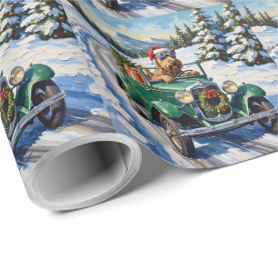 Bouvier des Flandres Christmas Car Ride Holiday Wrapping Paper