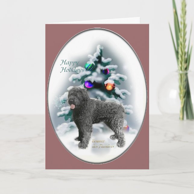 Bouvier des Flandres Christmas Gifts Holiday Card (Front)