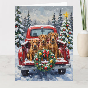 Bouvier des Flandres Christmas Red Truck Holiday Card