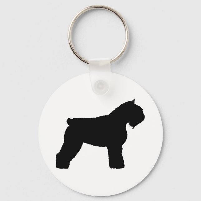 Bouvier des Flandres Dog (in black) Key Ring (Front)