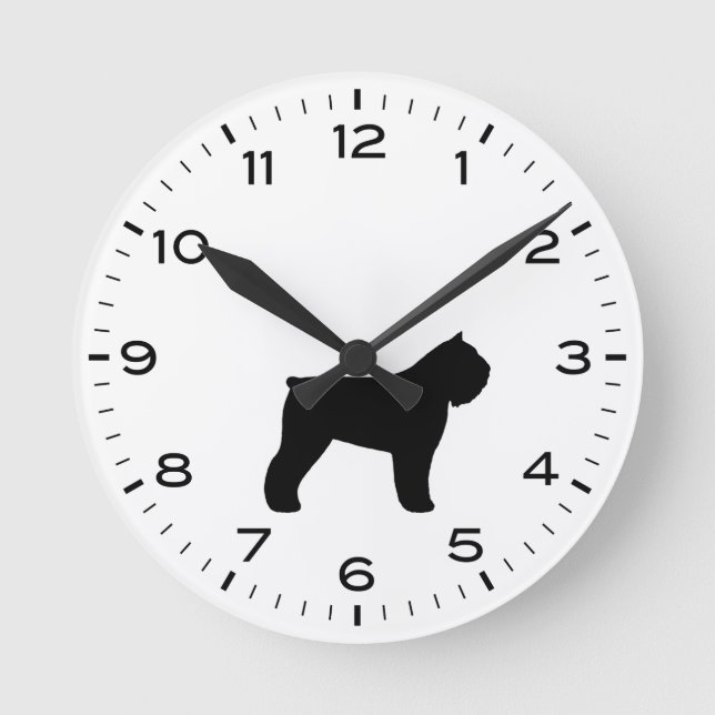 Bouvier des Flandres Dog Silhouette Round Clock (Front)
