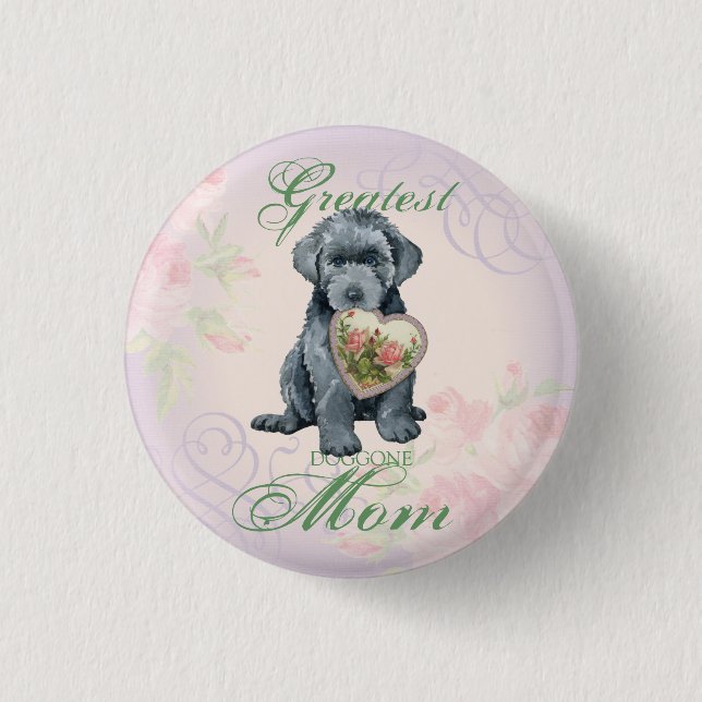Bouvier des Flandres Heart Mom Pinback Button (Front)