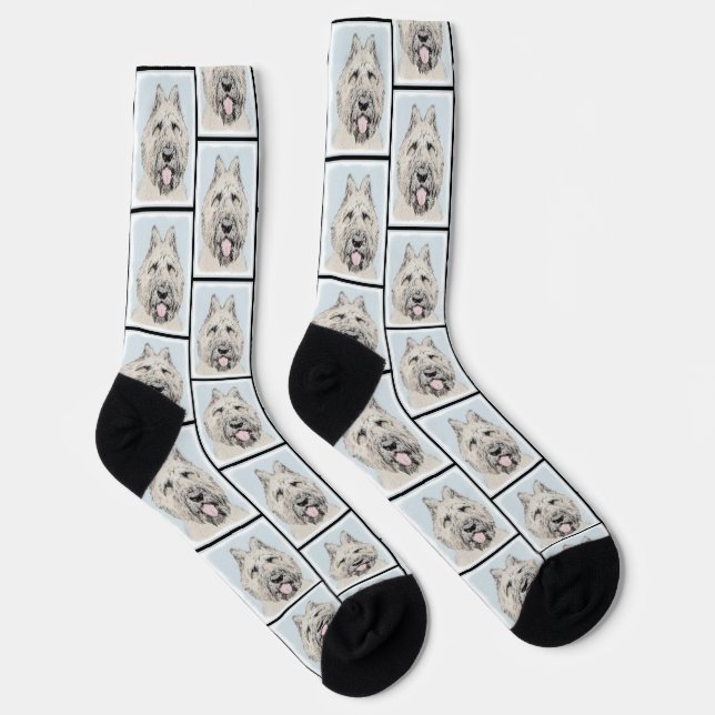 Bouvier des Flandres Painting Fawn Brindle Dog Art Socks (Right)