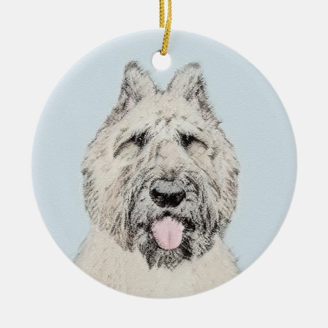 Bouvier des Flandres Painting - Original Dog Art Ceramic Tree Decoration (Front)
