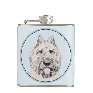 Bouvier des Flandres Painting - Original Dog Art Hip Flask