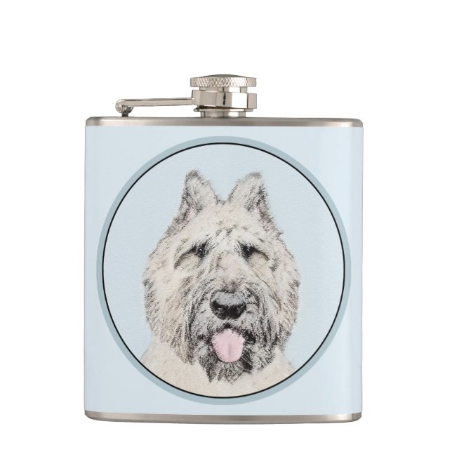 Bouvier des Flandres Painting - Original Dog Art Hip Flask (Front)