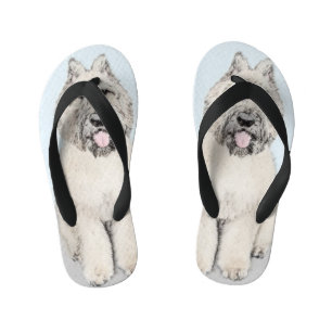 Bouvier des Flandres Painting - Original Dog Art Kid's Jandals