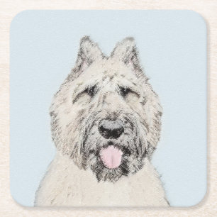 Bouvier des Flandres Painting - Original Dog Art Square Paper Coaster