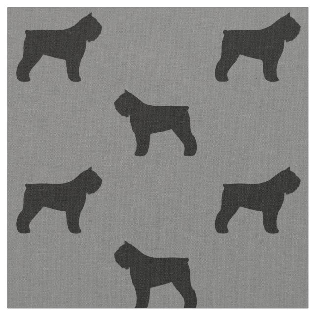 Bouvier des Flandres Silhouettes Pattern Fabric (Close Up)