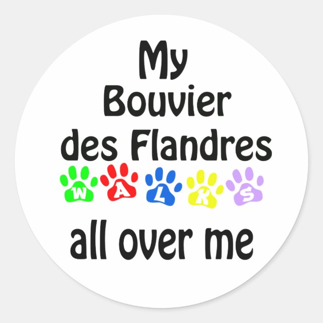 Bouvier des Flandres Walks Design Classic Round Sticker (Front)