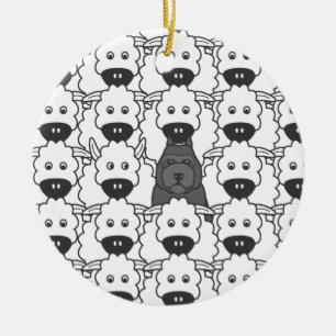 Bouvier in the Sheep Ceramic Tree Decoration