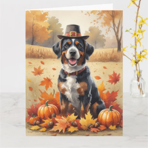 Bouviers des Flandres Autumn Leaves Thanksgiving Card