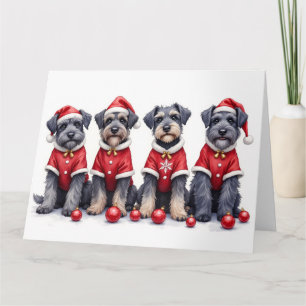 Bouviers des Flandres Christmas Dress Santa Hat Card