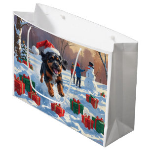 Bouviers des Flandres Christmas Festive Snow Scene Large Gift Bag
