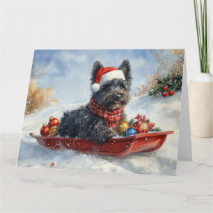 Bouviers Des Flandres Dog in Sledge Christmas Card