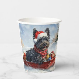 Bouviers Des Flandres Dog in Sledge Christmas Paper Cups