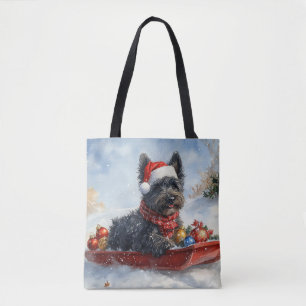 Bouviers Des Flandres Dog in Sledge Christmas Tote Bag