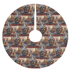 Bouviers des Flandres Dog Roller Coaster Christmas Brushed Polyester Tree Skirt