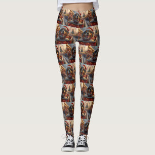 Bouviers des Flandres Dog Roller Coaster Christmas Leggings