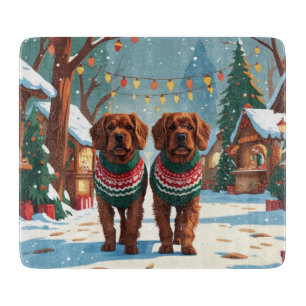 Bouviers des Flandres Dogs Christmas Snow Holiday  Cutting Board