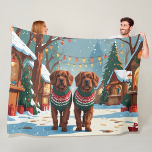 Bouviers des Flandres Dogs Christmas Snow Holiday Fleece Blanket