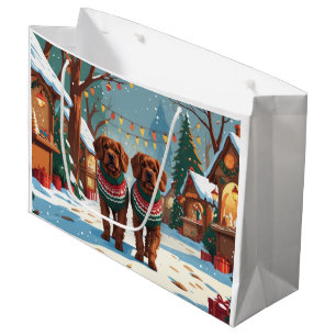 Bouviers des Flandres Dogs Christmas Snow Holiday  Large Gift Bag