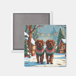 Bouviers des Flandres Dogs Christmas Snow Holiday  Magnet
