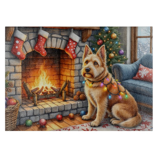 Bouviers des Flandres Fireplace Christmas Lights Cutting Board (Front)