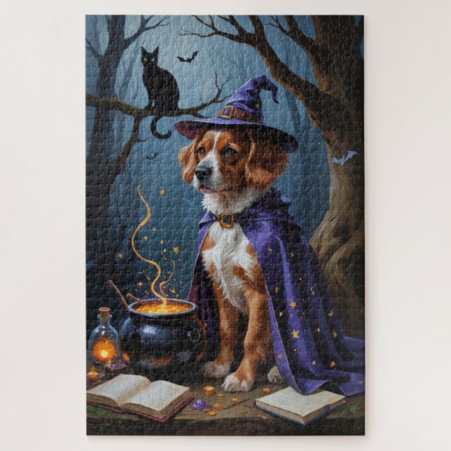 Bouviers des Flandres Whimsical Halloween Painting Jigsaw Puzzle (Vertical)