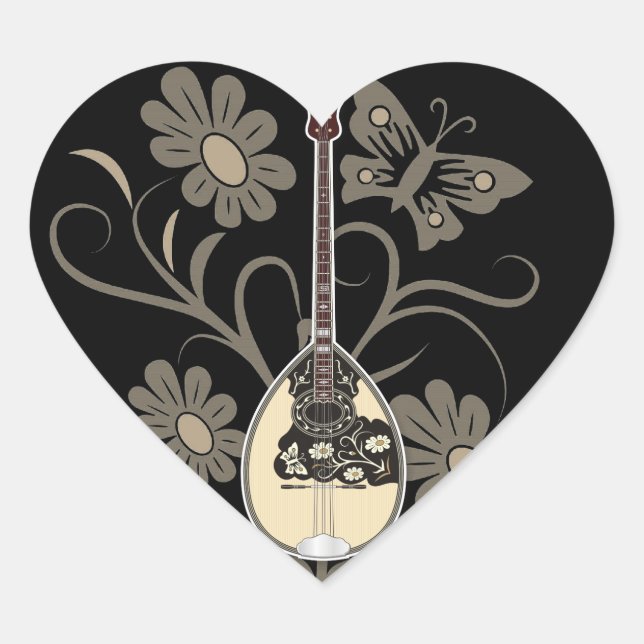 Bouzouki Heart Sticker (Front)