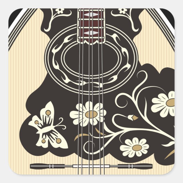 Bouzouki Square Sticker (Front)