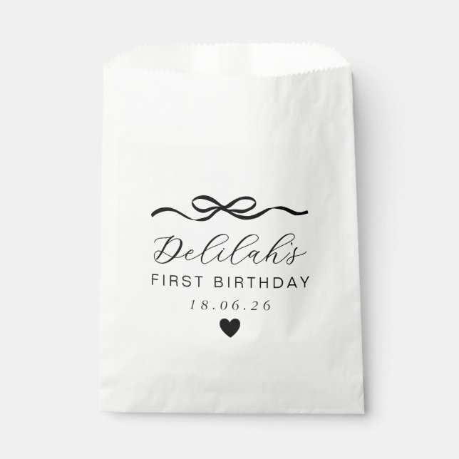 Bow 1st Birthday Favour Bags (Front)