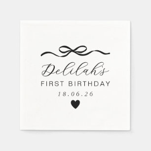 Bow 1st Birthday Napkin