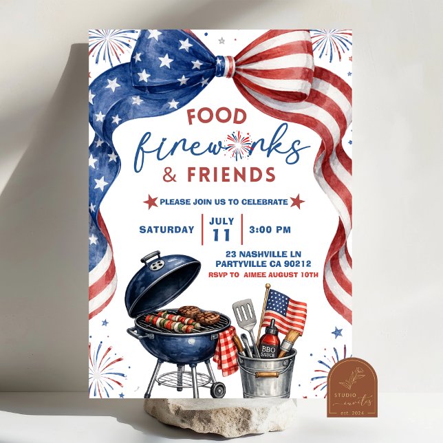 Bow 4th of july fireworks BBQ Invitation (Creator Uploaded)