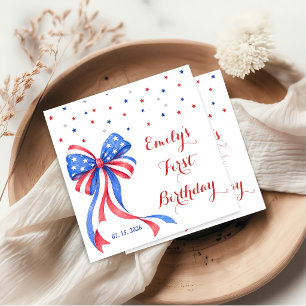 Bow American 4th Of July Theme Birth Party Napkins