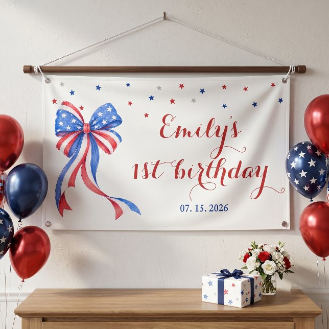 Bow American 4th Of July Theme Birthday Banner (Creator Uploaded)