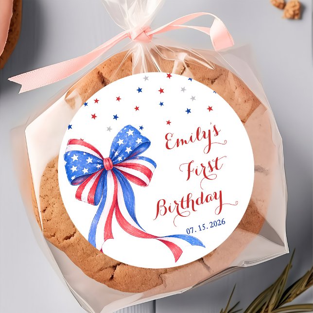 Bow American 4th Of July Theme Birthday Sticker (Creator Uploaded)