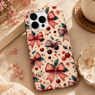 bow and cherry pattern Case-Mate iPhone 14 pro max case