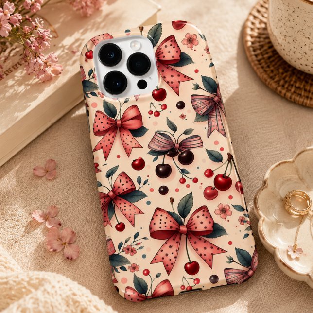 bow and cherry pattern  Case-Mate iPhone case (bow and cherry pattern Case-Mate iPhone case)