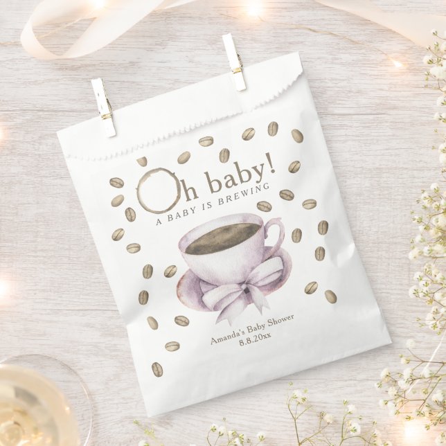 Bow and Coffee brewing Baby shower Favour Bags (Clipped)