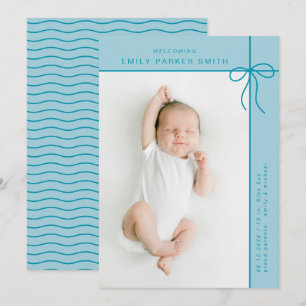 Bow and lines cute portrait single photocard  announcement