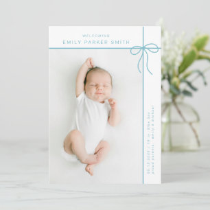 Bow and lines cute portrait single photocard  announcement