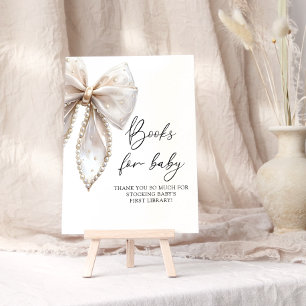 Bow and Pearl Baby Shower Bow Books for Baby Poster