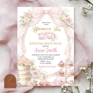 Bow and Pearl Bridal Tea Party Invitation