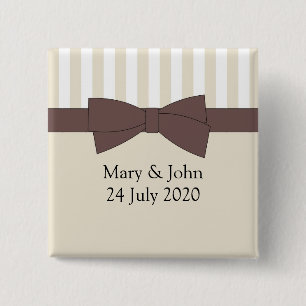 Bow and stripes.  Customise text 15 Cm Square Badge