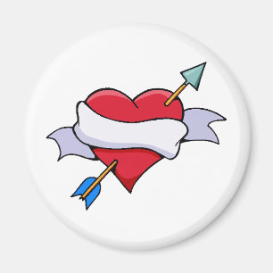 Bow & Arrow Valentine Heart With Blank Banner Magnet